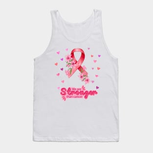 We are Stronger Than Cancer, Breast Cancer Awareness Month, In October We wear Pink Ribbon Tank Top